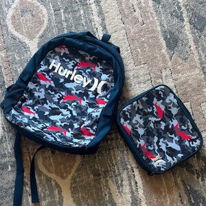 Hurley Kids Blue and Red Camo Backpack Set